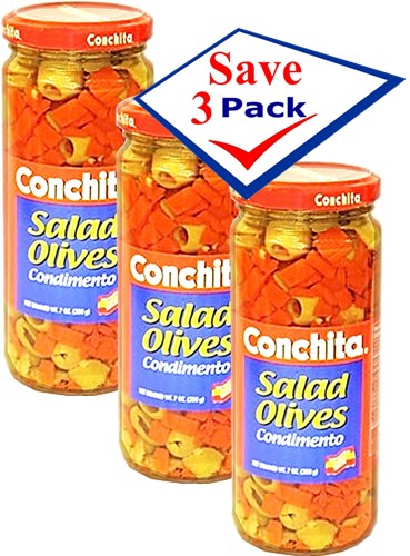 Conchita salad olives with red  sweet pimentos.  7 oz Pack of 3